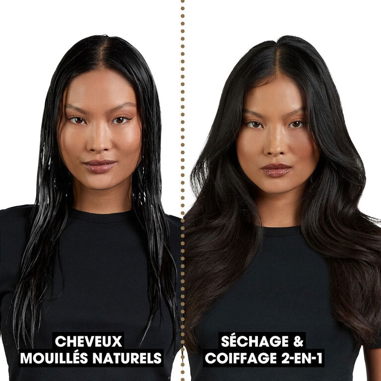 Avant / apr&egrave;s utilisation de la brosse soufflante 2-en-1 ghd duet blowdry